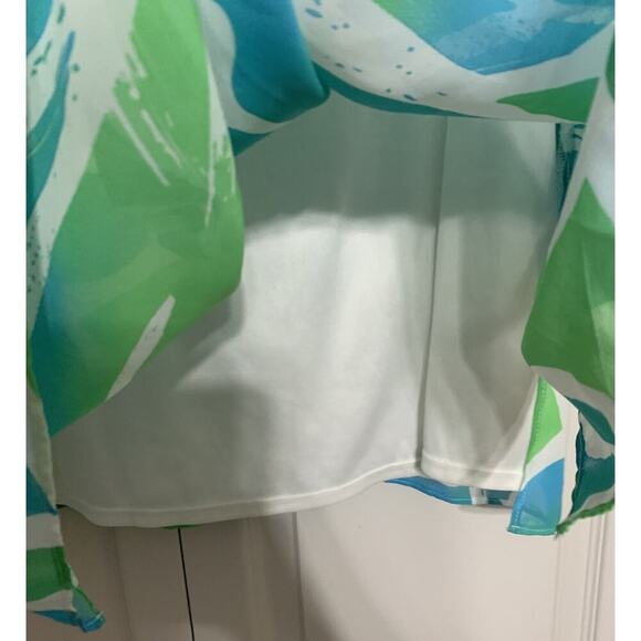 Dana Kay Lightweight Flowy Career Tunic Top Blouse Sz 16 Blue & Green Pleated - Picture 4 of 8